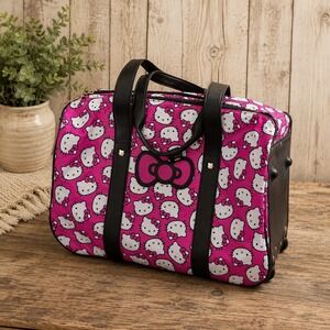 NEW Hello Kitty Rolling Duffle Bag Suitcase Luggage Pink Travel